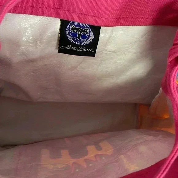 Laurel Burch Colorful Cat Purse Tote Bag Pink Feline Cat Lover Artsy Funky - Picture 4 of 6